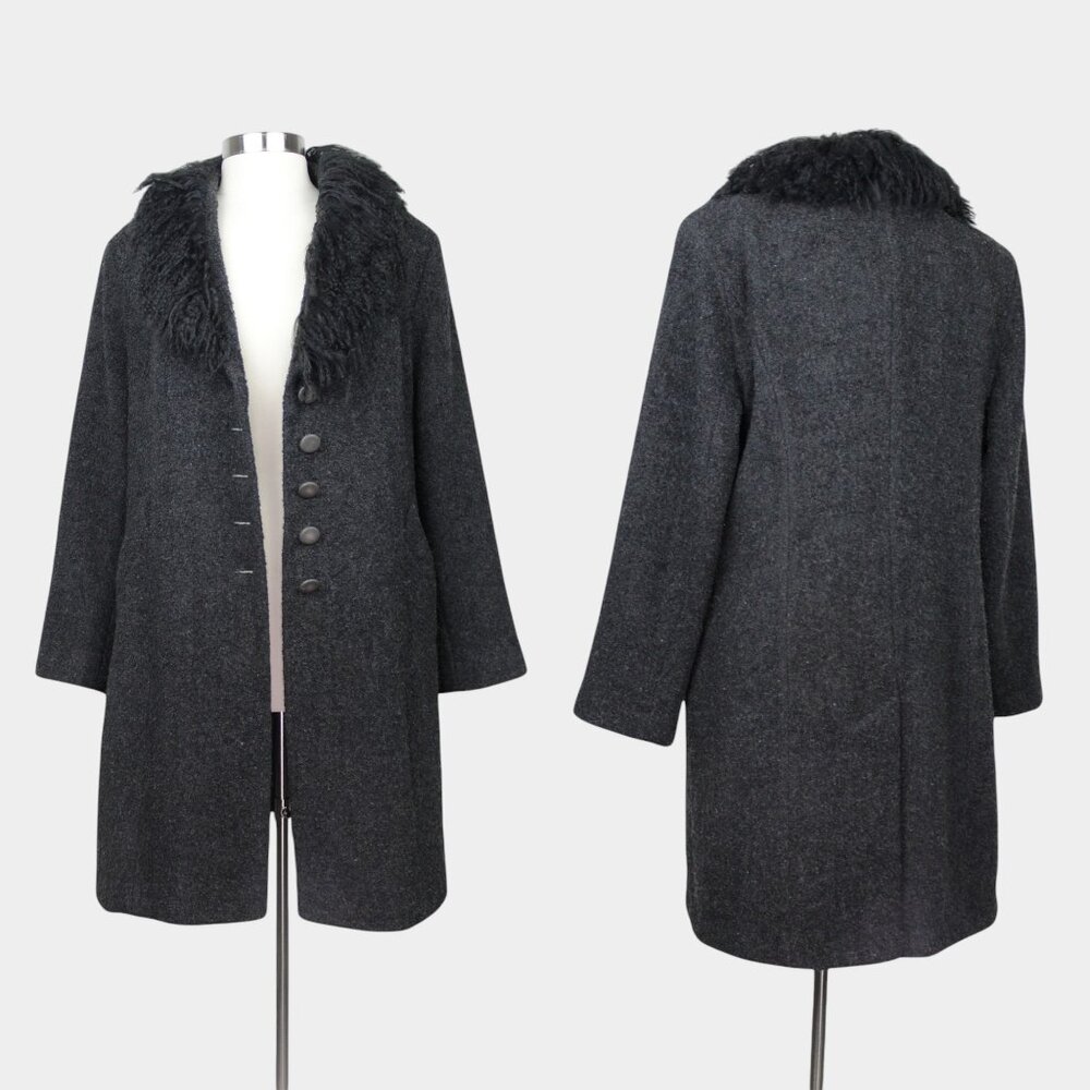 Vintage Utex Shearling Trim Gray Wool Coat, Penny Lane Coat